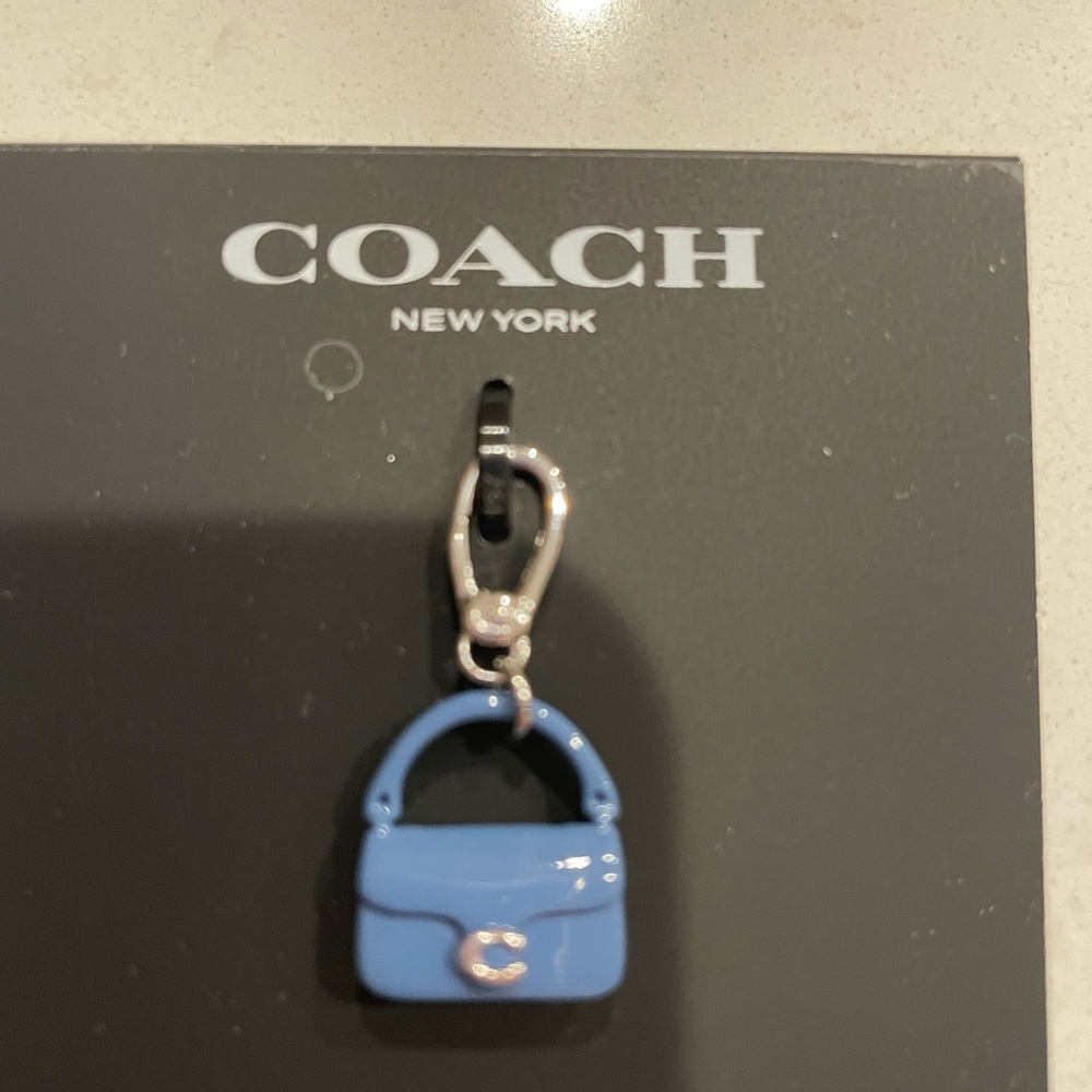 NWT Coach Light Blue/Silver Mini Bag Charm
